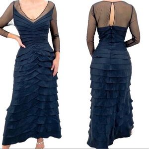 Adrianna Pappell V Neck Shutter Layered Illusion Long Sleeve Maxi Dress Size 6